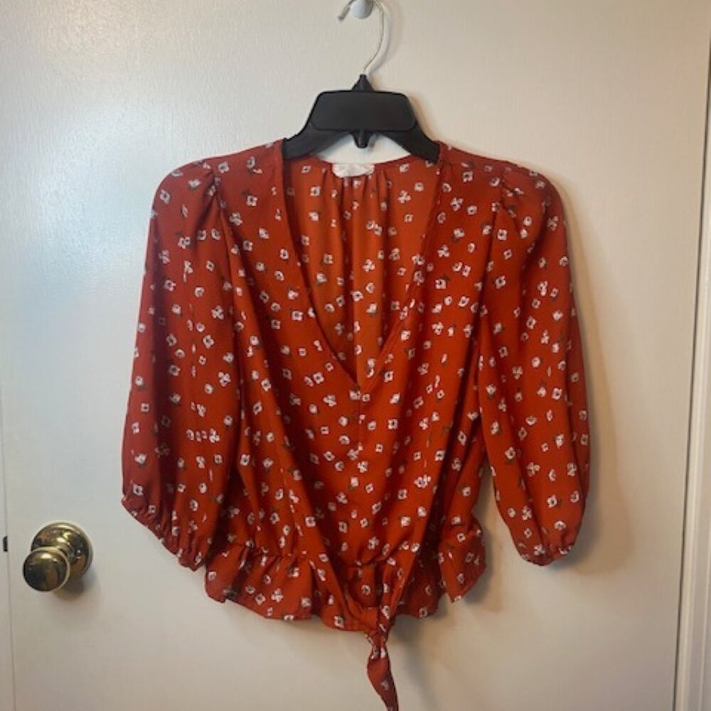 Sienna Sky Orange with white flowers blouse